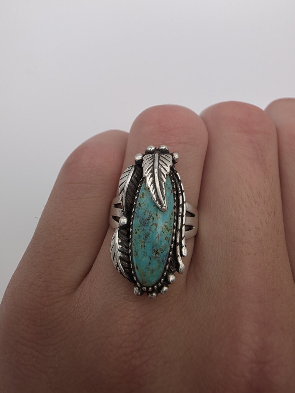 Vintage Carol Felley Sterling Silver 925 Turquoise Ring Size 10